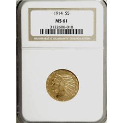 1914 $5 MS61 NGC