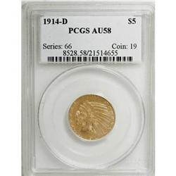 1914-D $5 AU58 PCGS