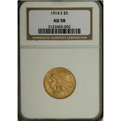 1914-S $5 AU58 NGC
