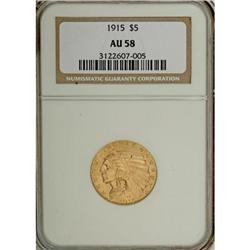 1915 $5 AU58 NGC