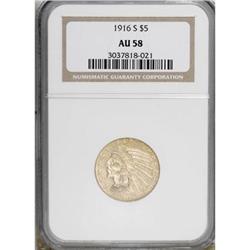 1916-S $5 AU58 NGC