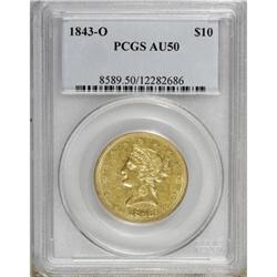1843-O $10 AU50 PCGS