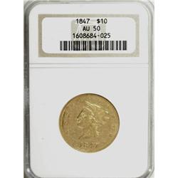 1847 $10 AU50 NGC