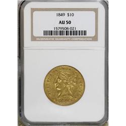 1849 $10 AU50 NGC
