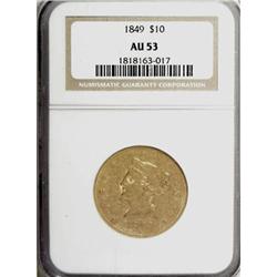 1849 $10 AU53 NGC
