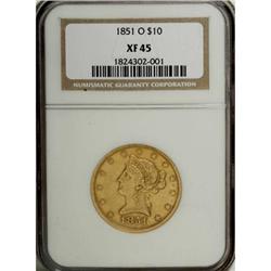 1851-O $10 XF45 NGC