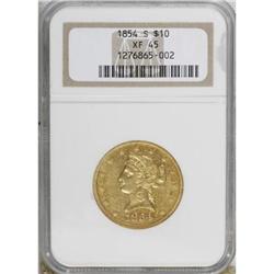 1854-S $10 XF45 NGC