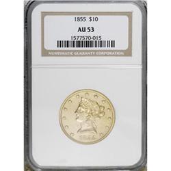 1855 $10 AU53 NGC