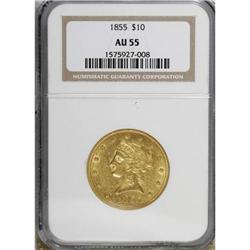 1855 $10 AU55 NGC