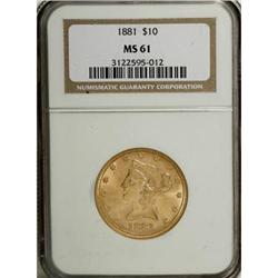 1881 $10 MS61 NGC