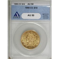 1890-CC $10 AU50 ANACS