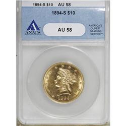 1894-S $10 AU58 ANACS