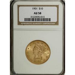 1901 $10 AU58 NGC