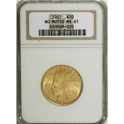 1907 $10 No Periods MS61 NGC