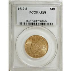 1910-S $10 AU58 PCGS