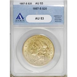 1857-S $20 AU53 ANACS