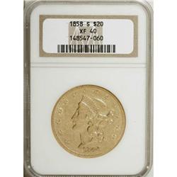 1858-S $20 XF40 NGC