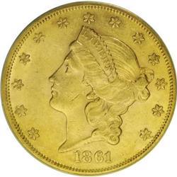 1861 $20 AU53 PCGS