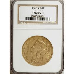 1868-S $20 AU50 NGC