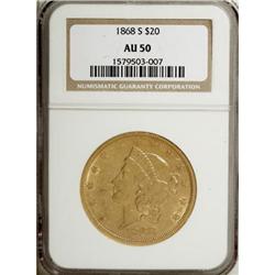 1868-S $20 AU50 NGC