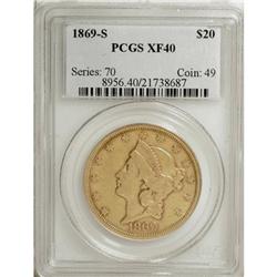 1869-S $20 XF40 PCGS
