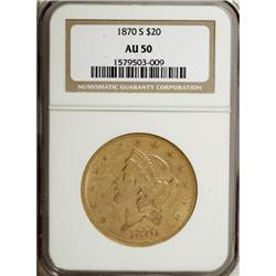 1870-S $20 AU50 NGC