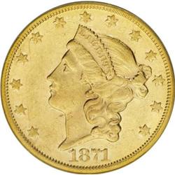 1871-S $20 AU55 PCGS