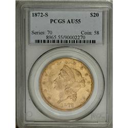 1872-S $20 AU55 PCGS