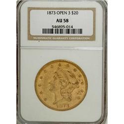 1873 $20 Open 3 AU58 NGC