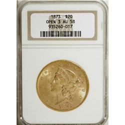 1873 $20 Open 3 AU58 NGC