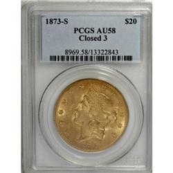 1873-S $20 Closed 3 AU58 PCGS