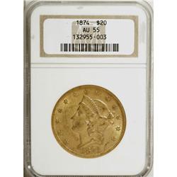 1874 $20 AU55 NGC