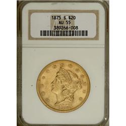 1875-S $20 AU55 NGC