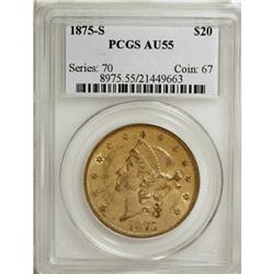 1875-S $20 AU55 PCGS