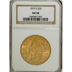 1875-S $20 AU58 NGC