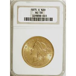 1875-S $20 AU58 NGC