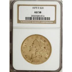 1875-S $20 AU58 NGC