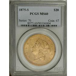 1875-S $20 MS60 PCGS