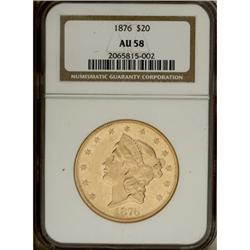 1876 $20 AU58 NGC