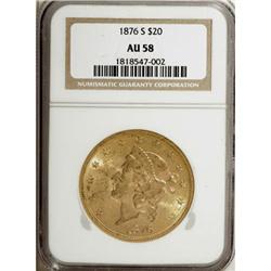 1876-S $20 AU58 NGC