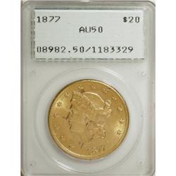 1877 $20 AU50 PCGS