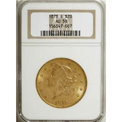 1878-S $20 AU58 NGC
