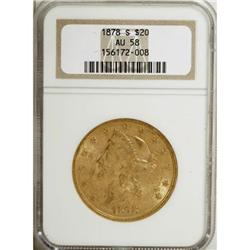 1878-S $20 AU58 NGC