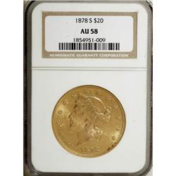 1878-S $20 AU58 NGC