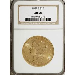 1882-S $20 AU58 NGC