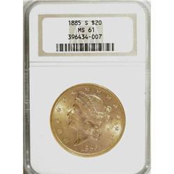 1885-S $20 MS61 NGC