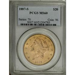 1887-S $20 MS60 PCGS