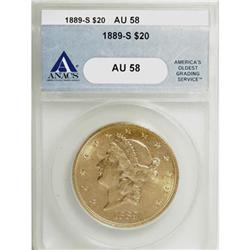 1889-S $20 AU58 ANACS