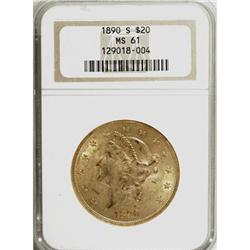 1890-S $20 MS61 NGC