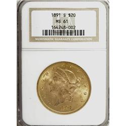 1891-S $20 MS61 NGC